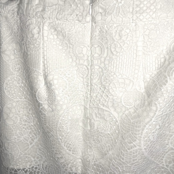 JAUS White Ruffle Midi Skirt Side Split Sheer Lace M/6 - Picture 5 of 7
